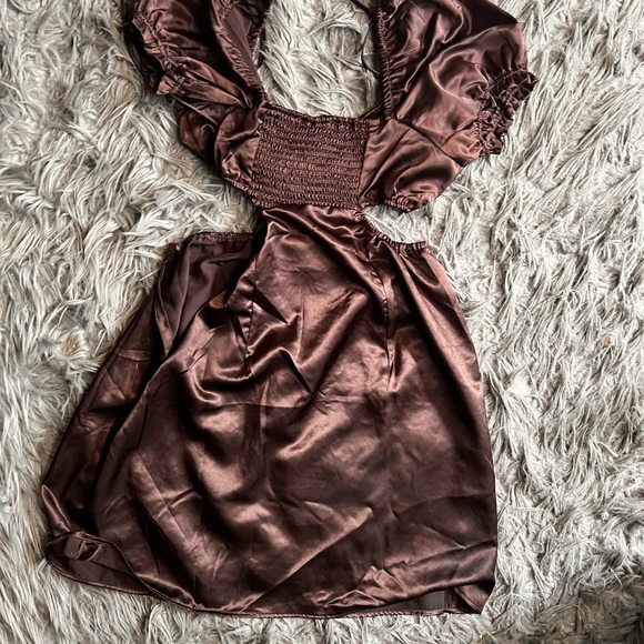 H&M Chocolate Brown Cut Out Dress Medium - Picture 4 of 4